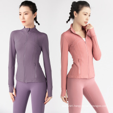 Wholesale New Women Running Fitness Patchwork Elastic Exercise Jacket Long Sleeve Zip Sports Jacket Breathable Clothing